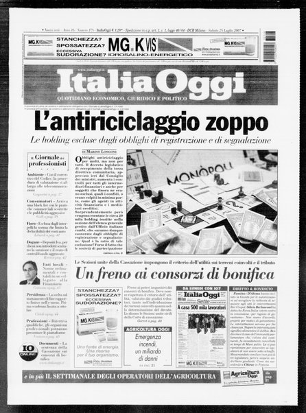 Italia oggi : quotidiano di economia finanza e politica